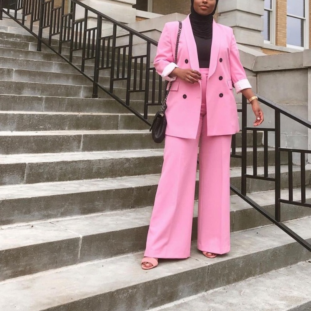 Pink Suit from Zara- pants (XL) and blazer (L)